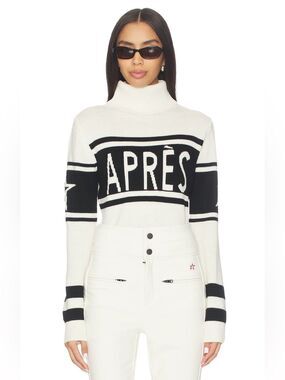 Perfect Moment Apres Ski Sweater XS Merino Wool Base Layer White Black NWT